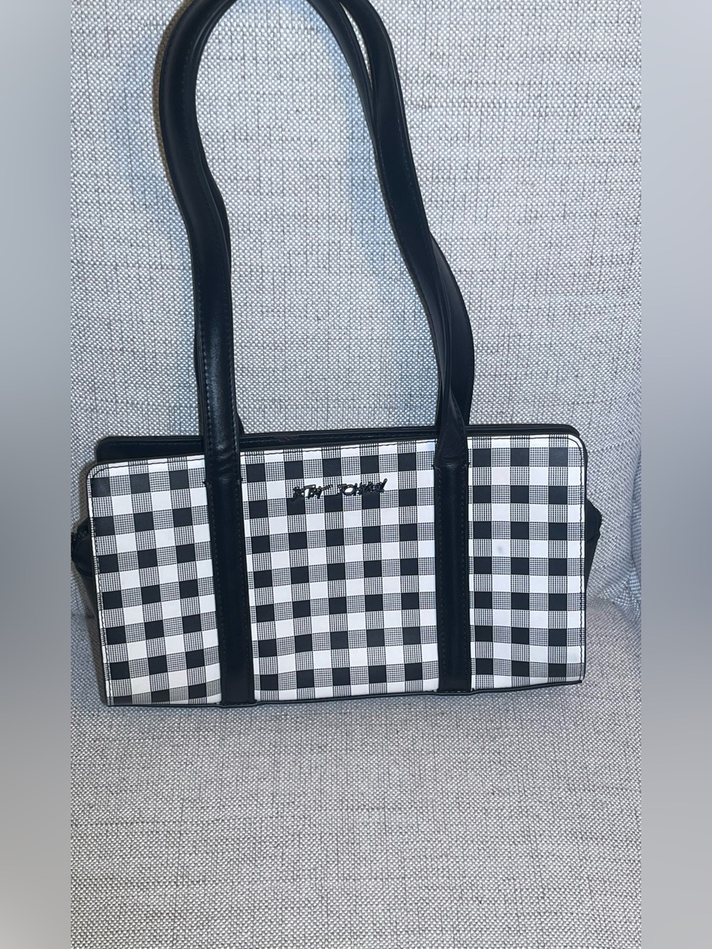 Betsy Johnson gingham Plaid Black and White Shoulder Bag